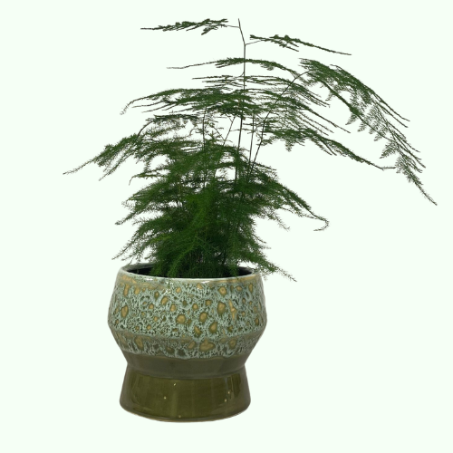 Bloempot Astana,groen met gouden kleuraccenten, vintage look