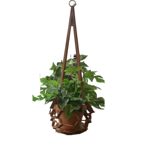 Planten hanger Kobe leer bruin